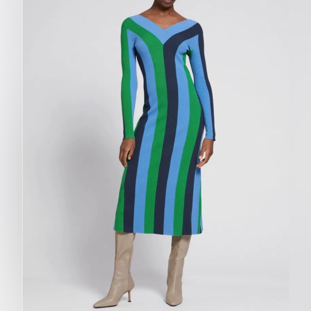 & Other Stories Fitted Long-sleeved Midi Dress size S